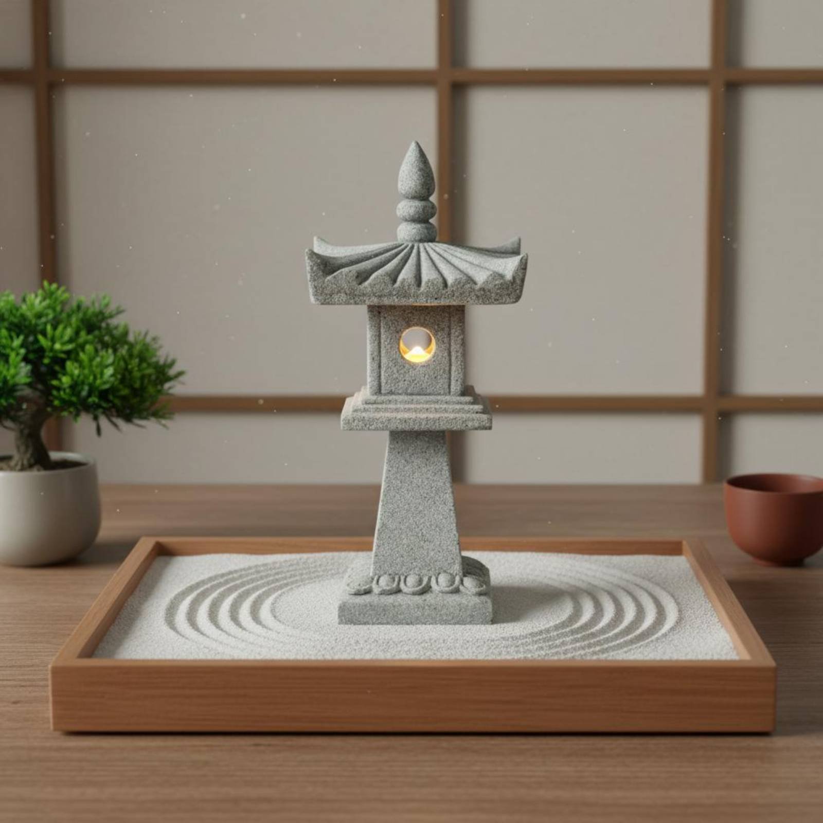 Japanese Garden Bonsai - Miniaturowa Kamienna Latarnia Antyczny Wystrój Dekoracja