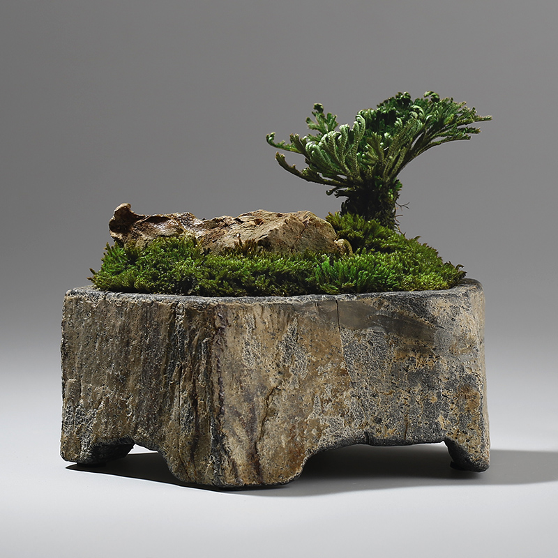 Bonsai Garden Chinese Garden - Donica z naturalnego kamienia bazaltowego, ręcznie