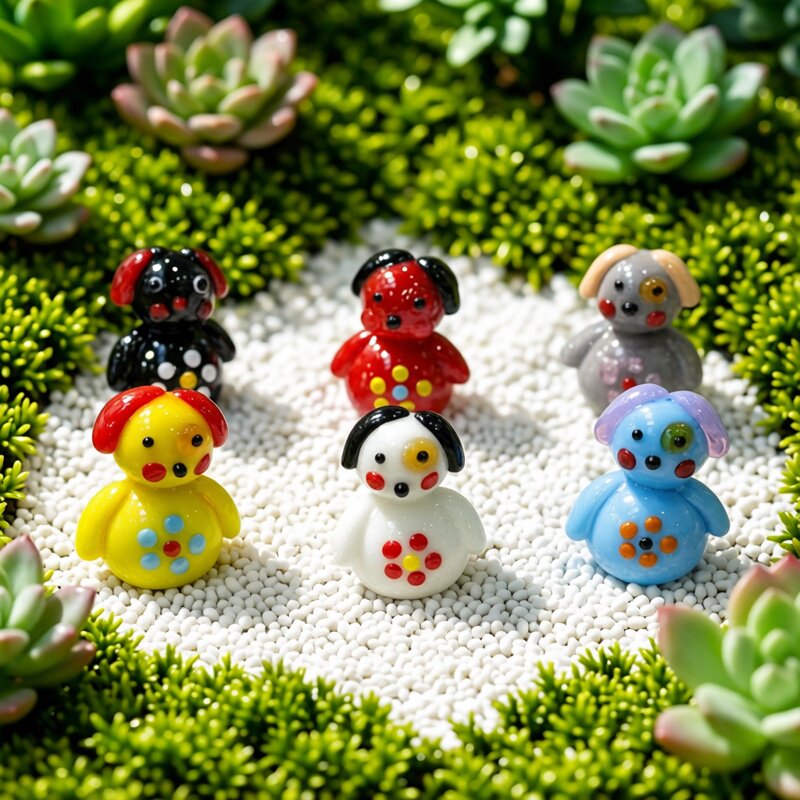 Bonsai Garden In Japan - Rękodzieło Miniaturka Szklana Pies Figurka Słodka