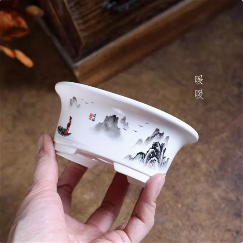 Porcelanowa biała owalna donic – Bonsai Garden Chinese Garden recenzja i cena